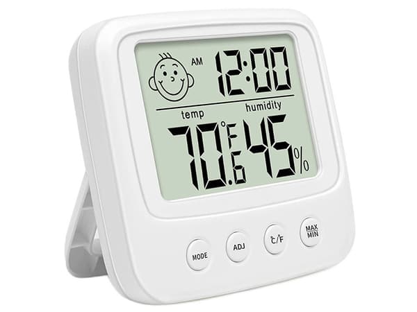 Termometer, hygrometer och elektronisk intern klocka