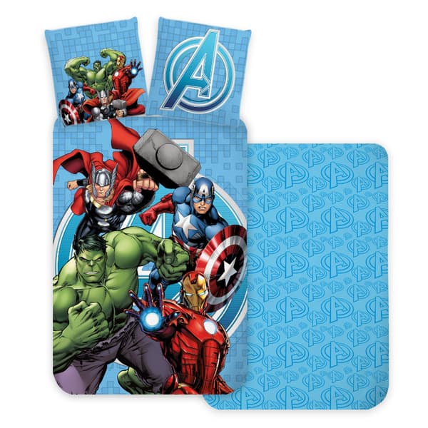 Påslakanset - Avengers Blått bäddset 140×200 cm, 70×90 cm