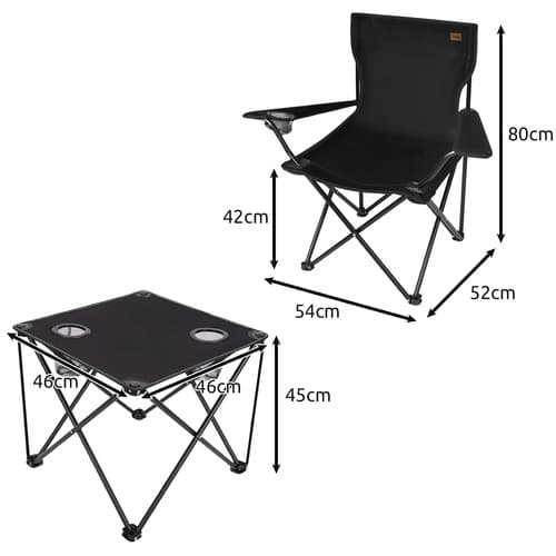 Camping Set – 2 Hopfällbara Stolar & Bord