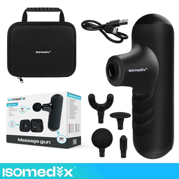 Mini massagepistol – 5 tilstande, 4 dyser, USB-C