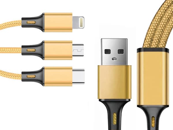 3-i-1 USB-kabel til telefon, lightning-kabel, iPhone