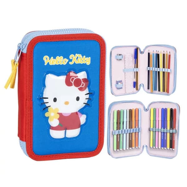 Pennfodral - Hello Kitty Blå 2-lagers fylld