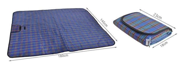 Vandtæt picnictæppe blå 145x180 cm - foldbart strandtæppe