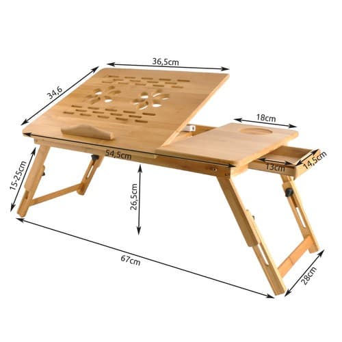 Bambus laptopbord – justerbart natbord til 17” bærbar computer