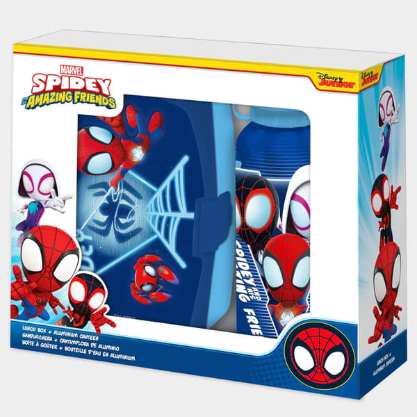 smörgåslåda + aluminiumflaska  set Spiderman Blue Web
