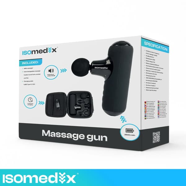 Mini massagepistol – 5 tilstande, 4 dyser, USB-C
