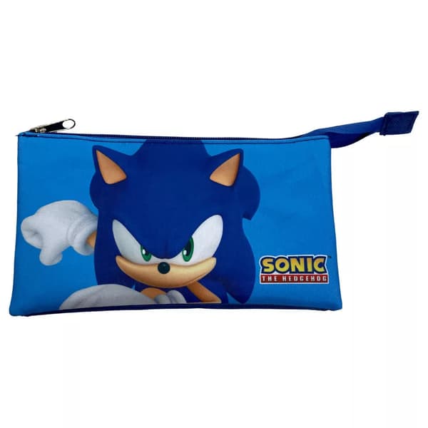 Sonic the Hedgehog Modern penalhus med 3 rum, 22 cm - blå