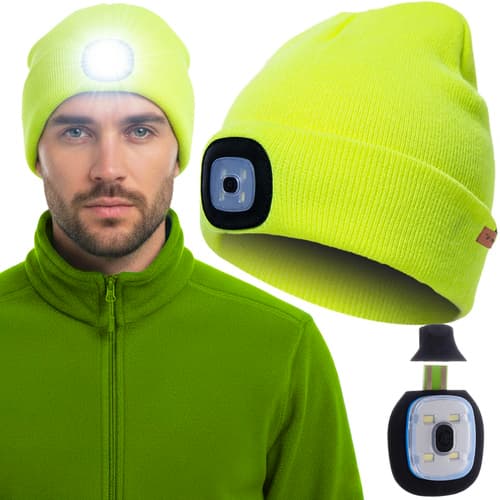 Vintermössa med ficklampa - gul