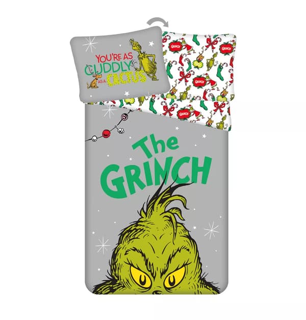 The Grinch Påslakanset – 140 × 200 cm, 100 % Bomull, Grå