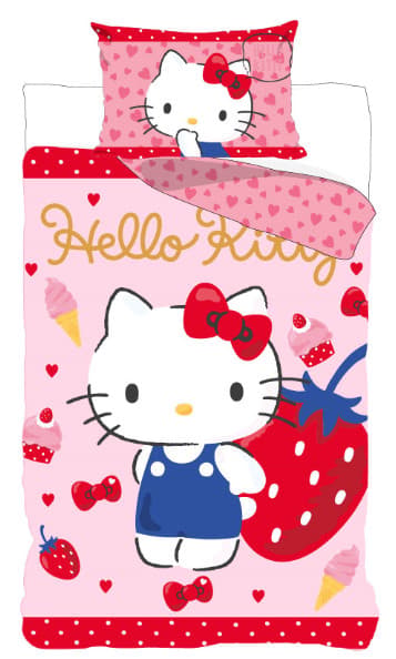 Hello Kitty Mansikka lasten vuodevaatesetti 100×135 cm, 40×60 cm