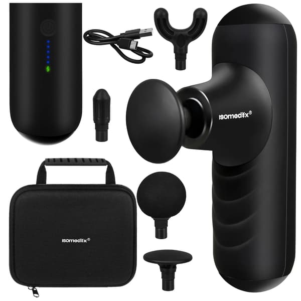 Mini massagepistol – 5 tilstande, 4 dyser, USB-C
