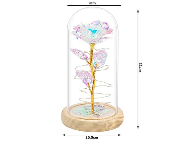 Evig rose i glas gave LED lysende glas