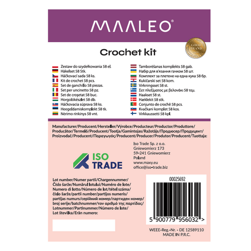 Hæklesæt 58 dele. Maaleo 25692