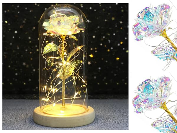 Evig rose i glas gave LED lysende glas