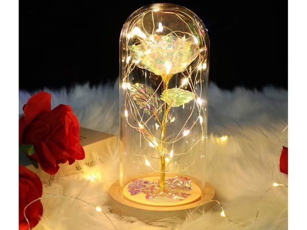Evig rose i glas gave LED lysende glas