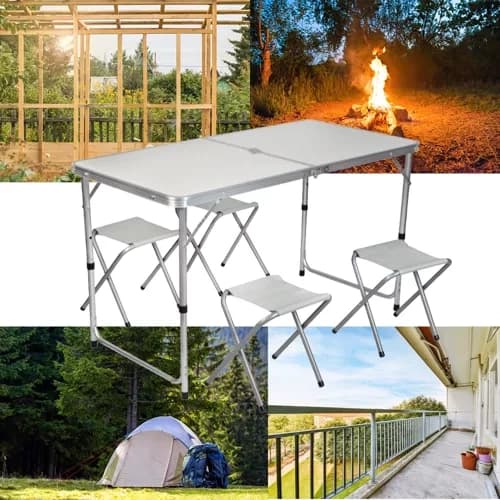 Campingbord med 4 stole - foldbart picnicsæt