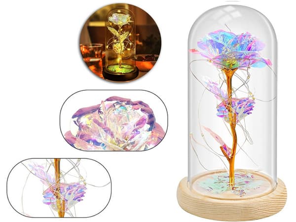 Evig rose i glas gave LED lysende glas
