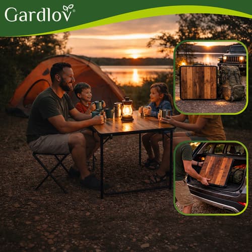 Campingbord med 4 stolar – fällbart set i koffert