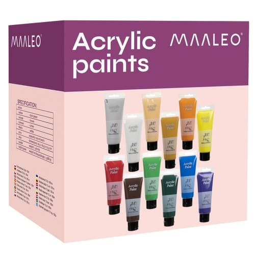 Maaleo-akryylimaalit – 12 värin setti (100 ml per tuubi)