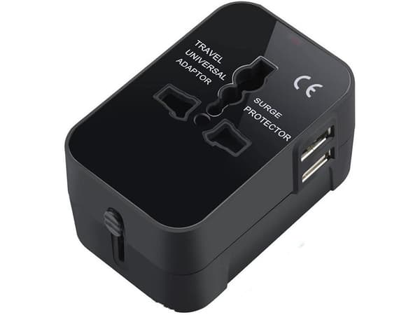 Rejseadapter - Adapterstik UK- USA- EU Australien 2x USB