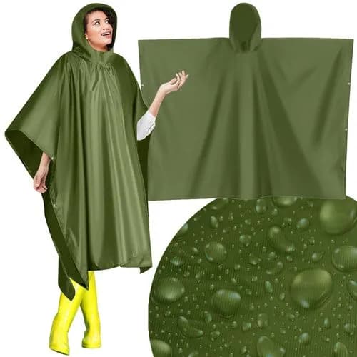 Grön Regnponcho i PVC – Vattentät Poncho för Regn
