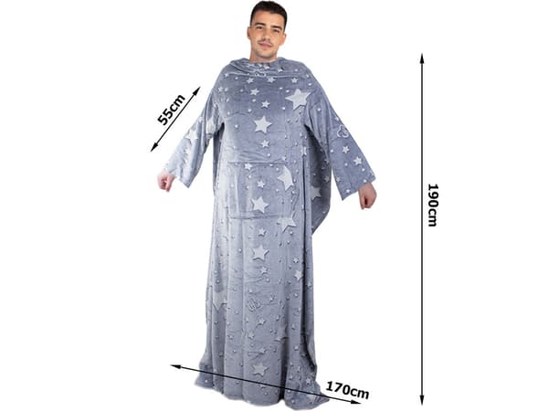Fleeceærmetæppe, varm sweatshirt, neon badekåbe