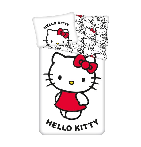 Hello Kitty hvidt sengetøj 140×200 cm, 70×90 cm