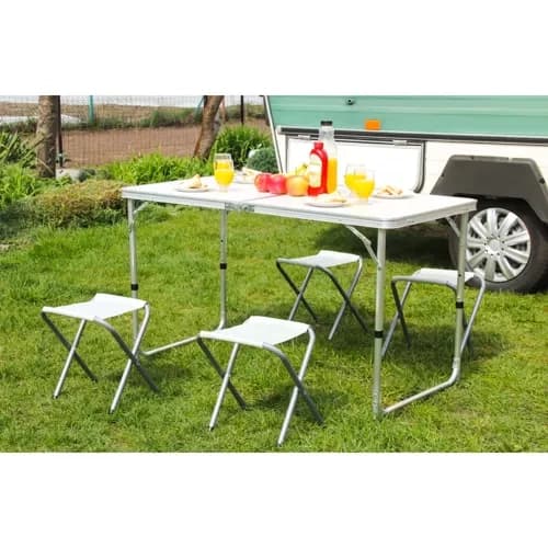 Campingbord med 4 stole - foldbart picnicsæt