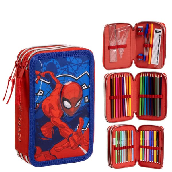 Spiderman Web 3-lagers fyllt pennfodral