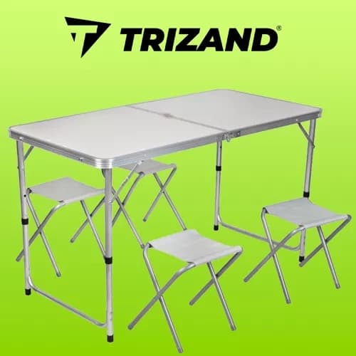 Campingbord med 4 stole - foldbart picnicsæt
