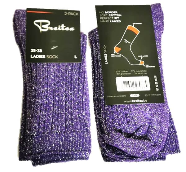 2 Par Dam Glitter Strumpor-Socks Storlek 35-38