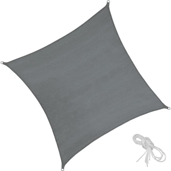 Tectake Solsejl, Grå, 5,4 x 5,4 m - C - Mindre Slid