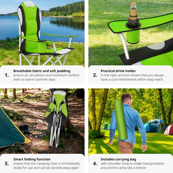Tectake Campingstol, polstret sete med bæreveske - A - Som ny