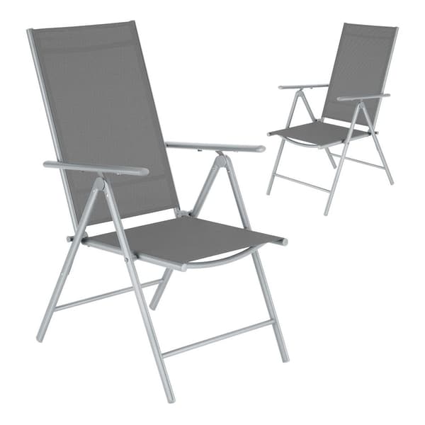 Tectake Marcellino Hopfällbar Trädgårdsstol, Silver 2-pack - C - Mindre slitage
