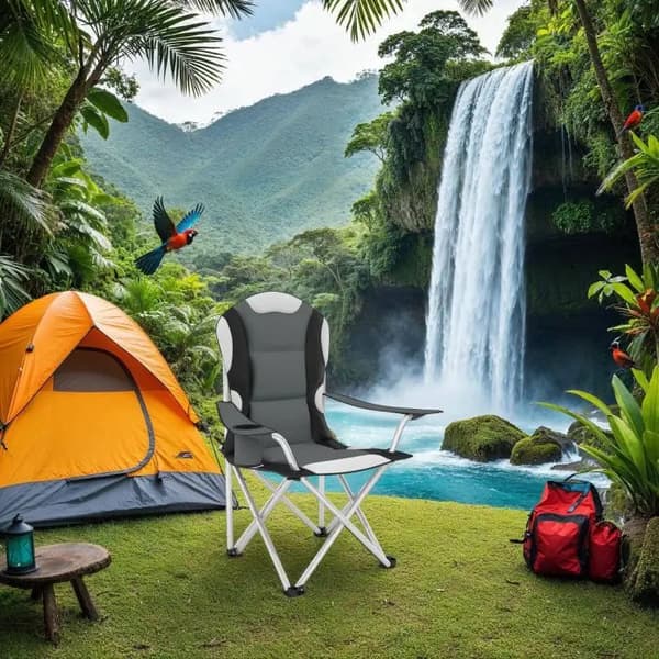 Campingstol, gråsvart - B - Mycket bra