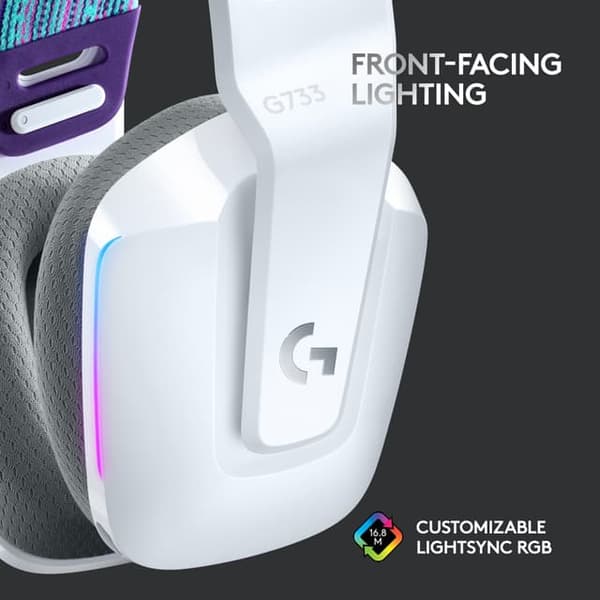 Logitech G733 trådløst Lightspeed RGB-headset, hvit - A - Som ny