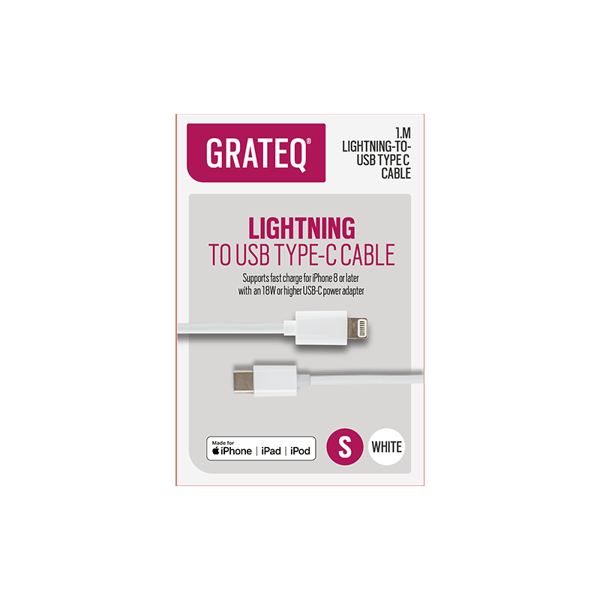 GRATEQ LIGHTNING Kabel 1M PD Vit - A - Som ny