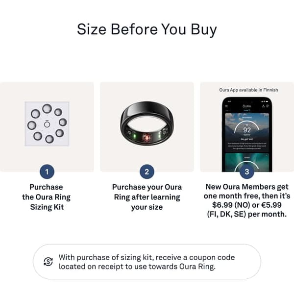 Oura Gen3 Horizon US 13 Sæt, Sort - C - Mindre Slid