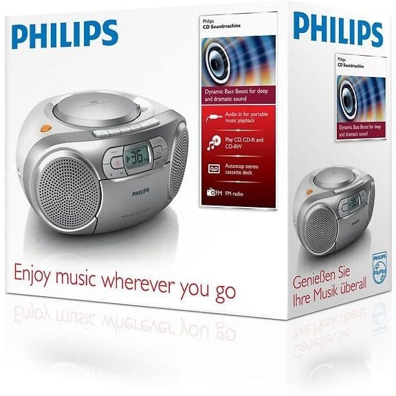 Philips AZ127 Bærbar CD-spiller, Sølv - A - Som Ny