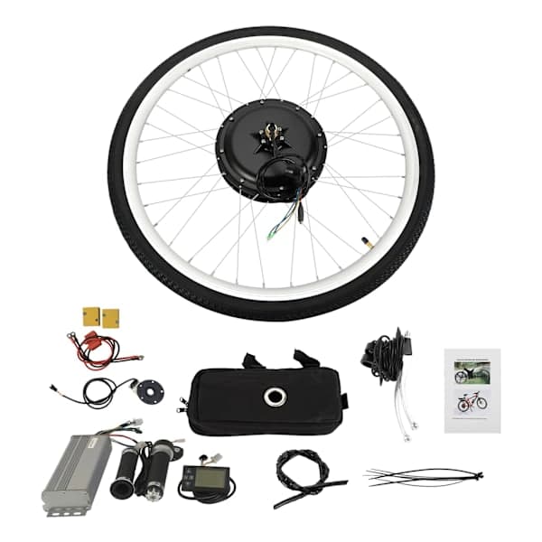 28 tommer 48V 1000W Ebike Konverteringssæt Baghjul med LCD-display, Sort - A - Som ny