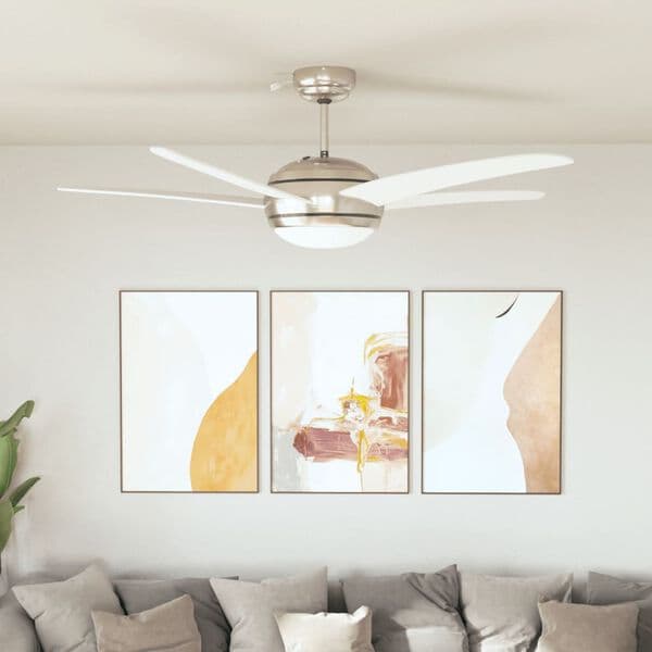 Dekorativ loftventilator med lys 128 cm, hvid - A - Som ny
