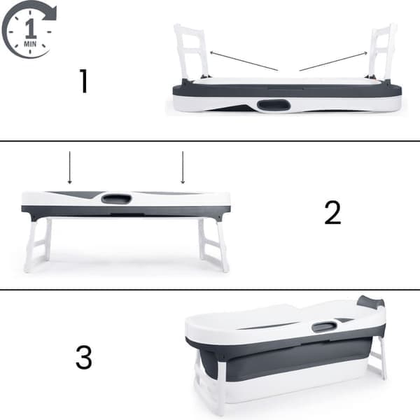 HelloBath Foldbart Badekar, James XL (148cm), Antracit - A - Som Ny