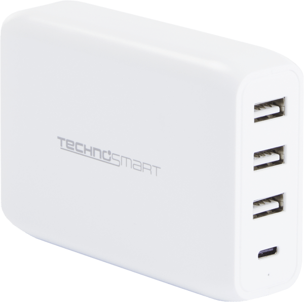 TechnoSmart 4-Port Hurtiglader PD QC3.0 - A - Som Ny