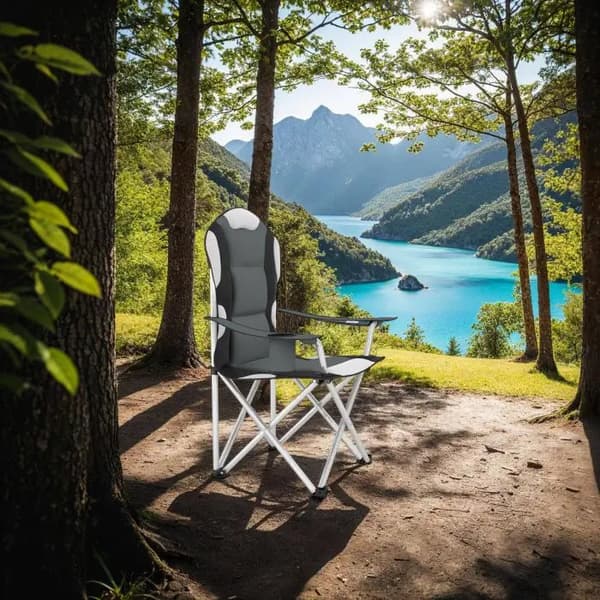 Campingstol, Grå-sort - A - Som ny