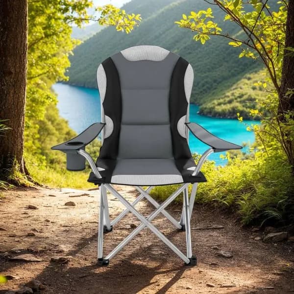 Campingstol, Grå-sort - A - Som ny