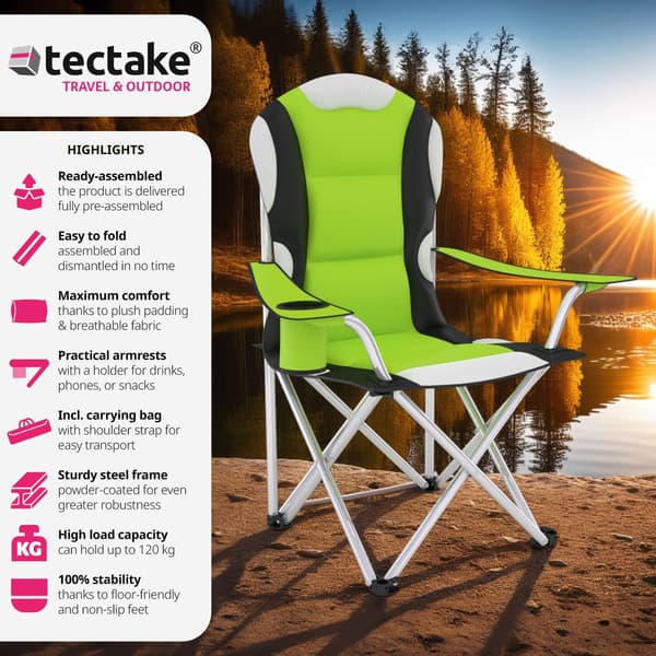 Tectake Campingstol, polstret sete med bæreveske - A - Som ny