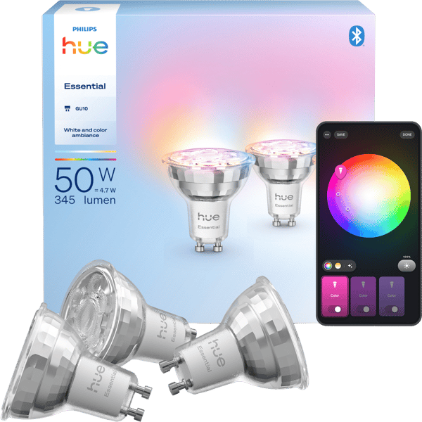 Philips Hue Essential GU10 Spotlight smarta glödlampa, 3-pack - A - Som ny