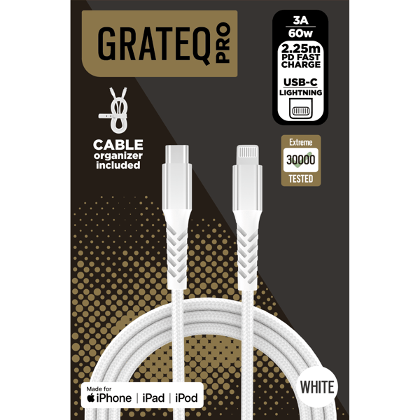Grateq Pro USB-C - MFi Lightning-kabel 2,25m - B - Veldig bra