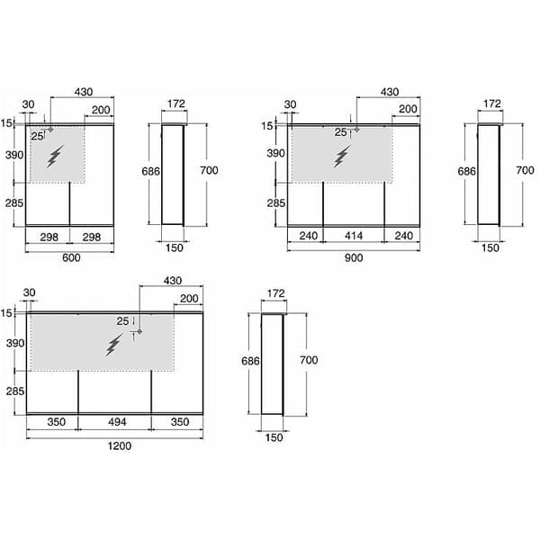 Option Plus LED Højt Spejlskab 90 - A - Som Ny