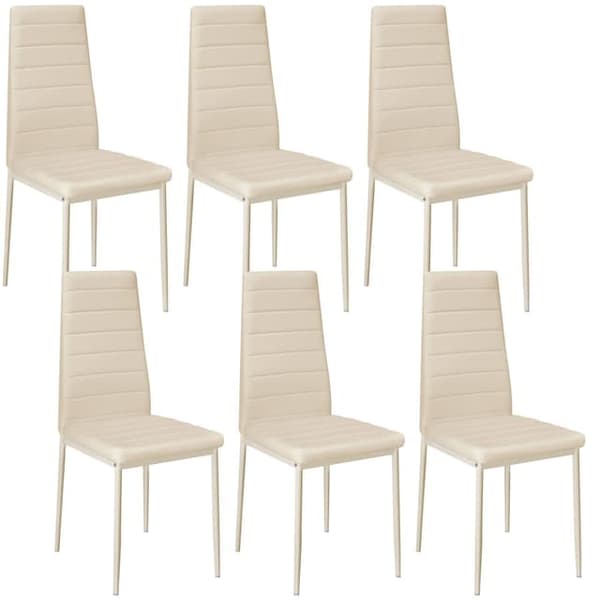 Tectake Thomas Sæt med 6 Spisebordsstole, Lys Beige - A - Som Ny